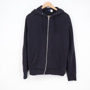 H&M Divided Mens Navy Blue Full Zip Hoodie Basic Fleece Sweatshirt Size M